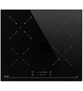 Table de cuisson à induction 60 cm, plaque de cuisson électrique noire encastrable, avec 4 zones ...