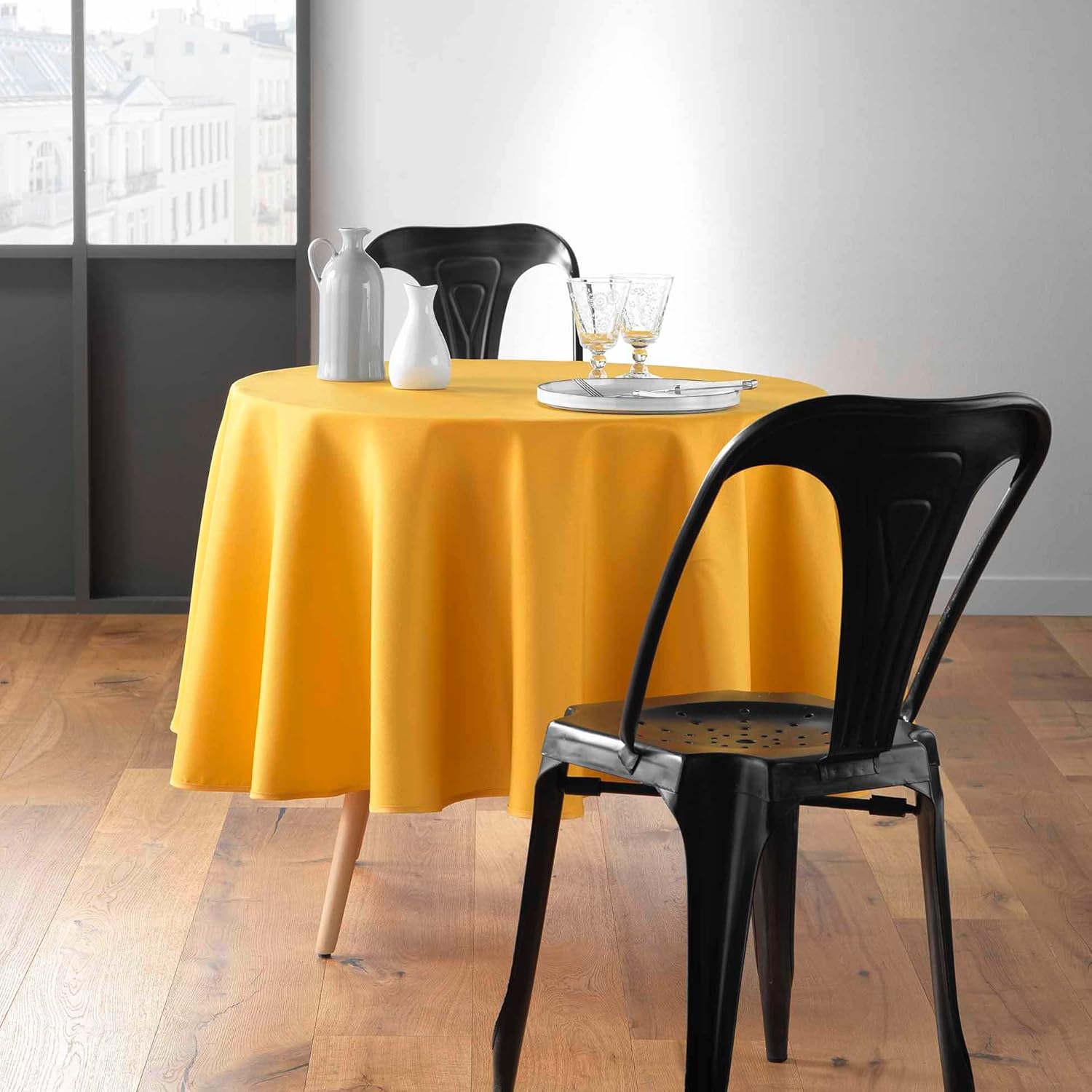 Nappe ronde - Essentiel uni miel - diamètre 180 cm - polyester