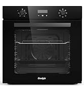 Cooksir Four Encastrable 60CM avec Prise, 60 Litres, 2000W, 7 Fonctions, Bouton Rotatif, Minuteri...