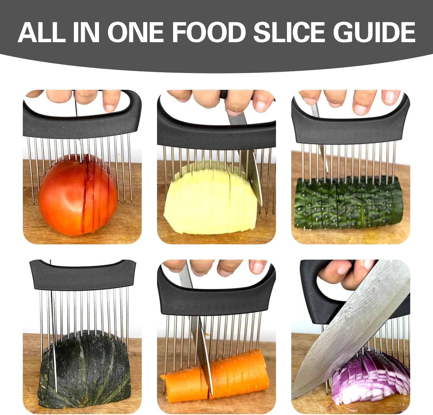 Trancheuse d'oignons extra large - inox - 16 aiguilles - coupe légumes et tomates