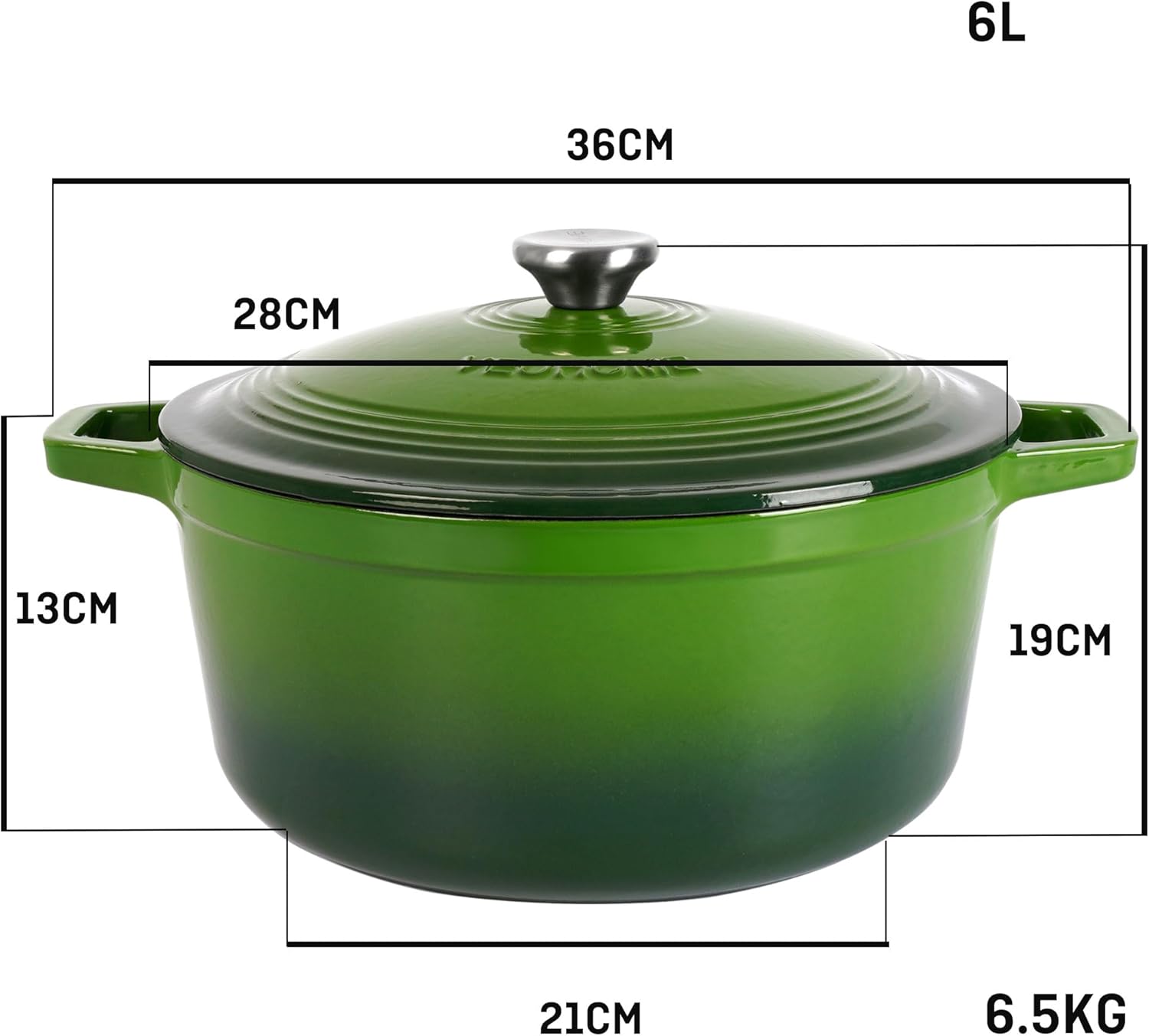VeoHome - cocotte ronde émaillée 28cm 6L - induction/four/gaz