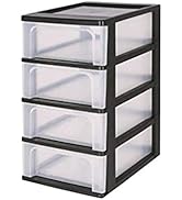 Iris Ohyama, Tour de rangement, organiseur, 4 tiroirs de 7 L, format A4, transparent, bureau, sal...
