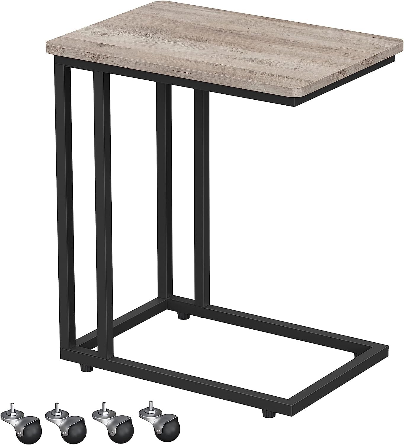 VASAGLE - Table d’appoint industrielle - compacte, acier, roulettes - LNT050B02