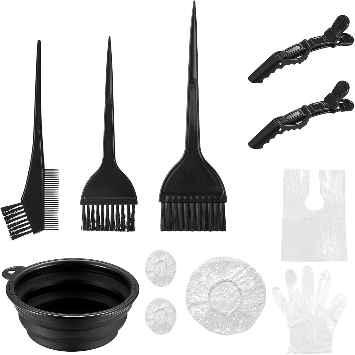 Ensemble de coloration cheveux - 10 pièces - bol, pinceaux, gants, accessoires
