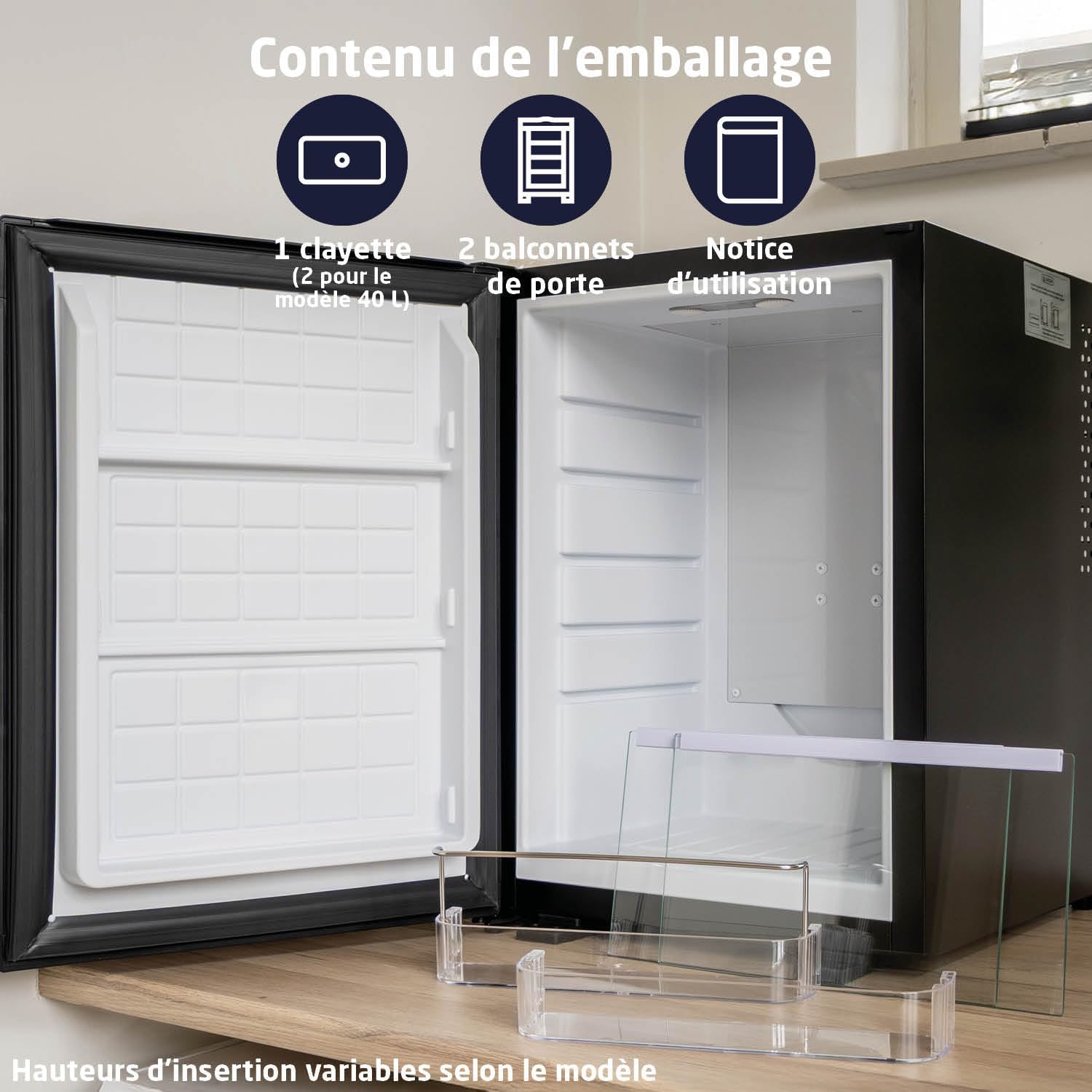 BREND - mini-réfrigérateur 40L, porte réversible, température réglable, BR-2227