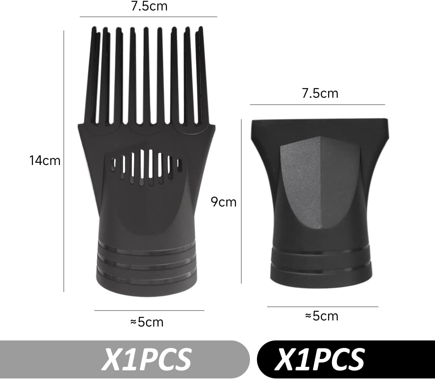 Embout sèche-cheveux universel - 2 pièces, diffuseur & peigne, adaptabilité large