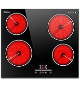 Karinear Plaque Vitroceramique 4 Feux Encastrable, Plaque électrique Intégrée 60 cm avec Commande...