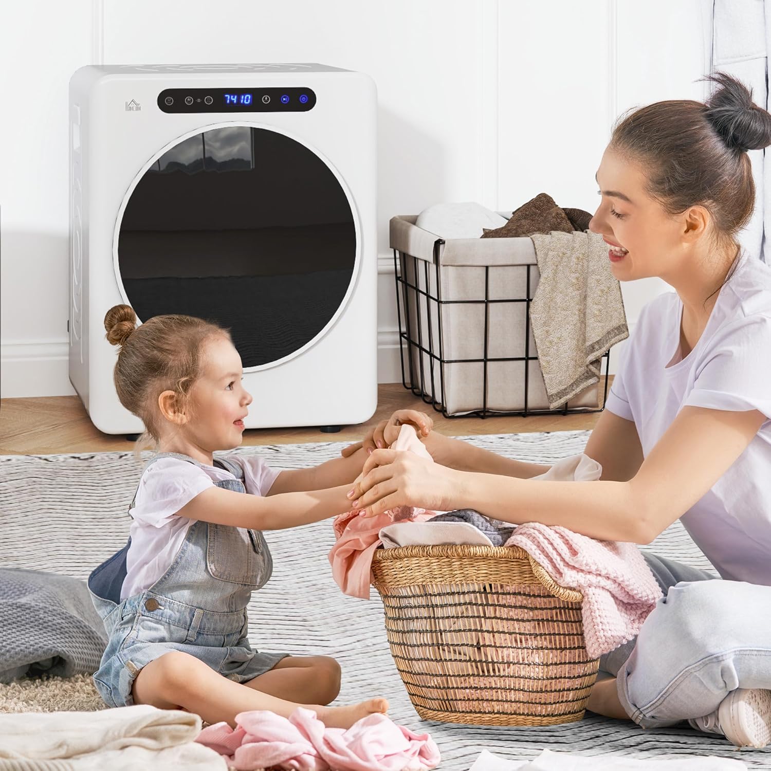 HOMCOM - sèche-linge compact 3 kg, 1000 W, 6 programmes, charge frontale