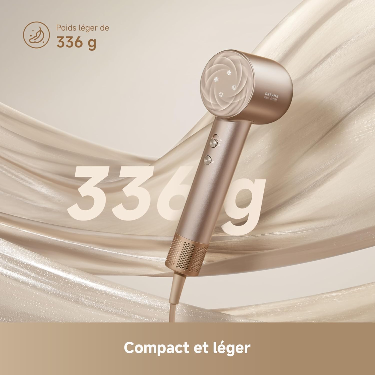 Dreame - Hair Glory Mix - 336g - 110000 tr/min, 3 embouts, 300M ions, NTC
