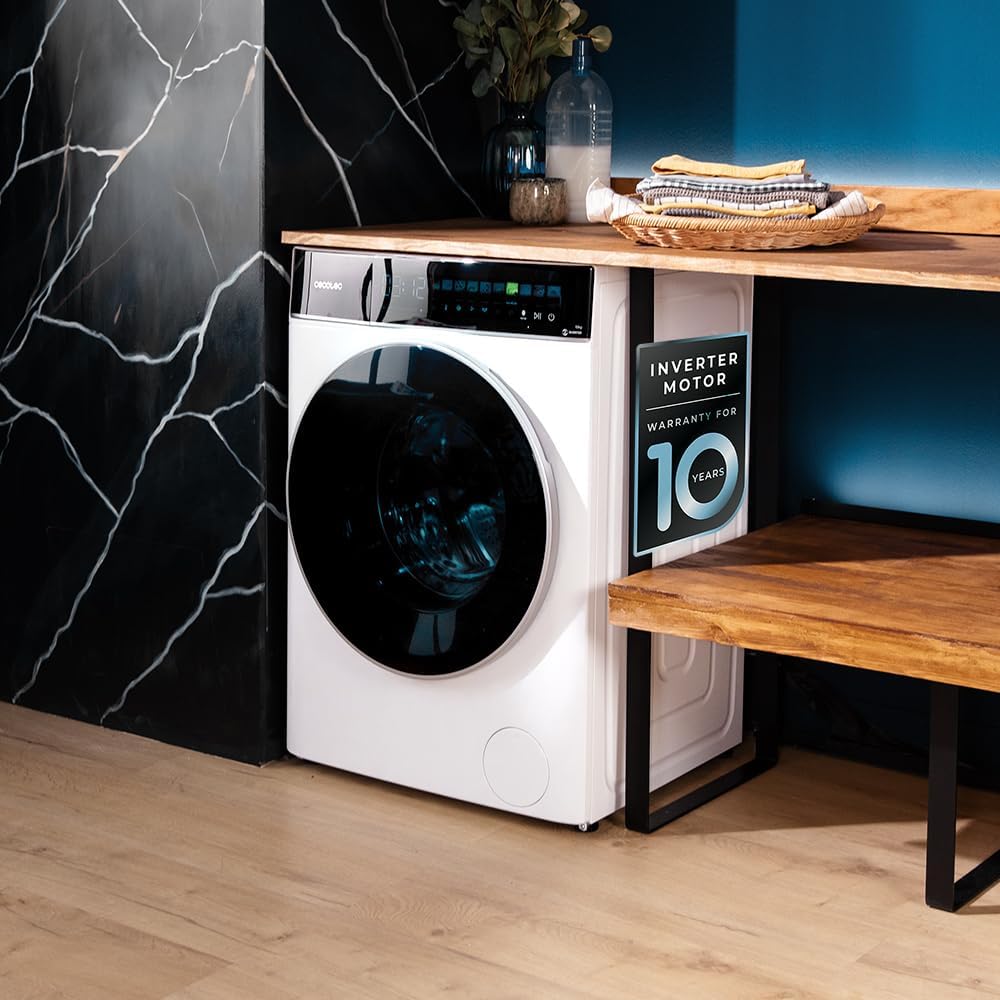 Cecotec - lave-linge frontale 10kg, 1400tr/min, écran 10,3