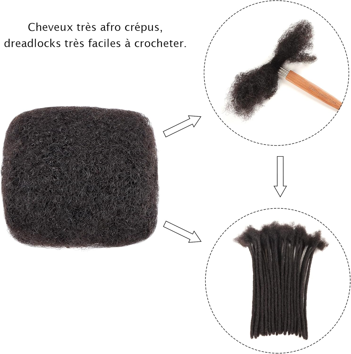 Extension cheveux naturel afro kinky, 8 pouces, noir naturel, 1 OZ/Pack