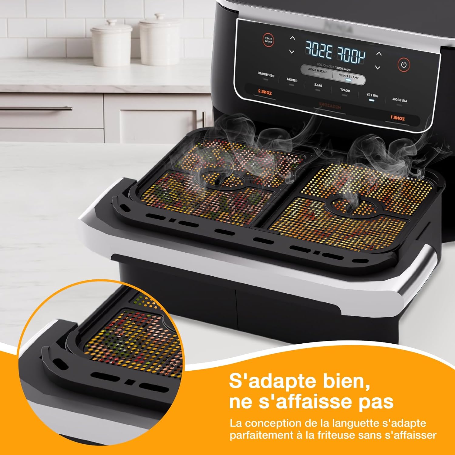 Grille anti-projection air fryer - compatible Ninja Foodi série Flexdrawer - 10.4L - protection efficace spirale chauffa