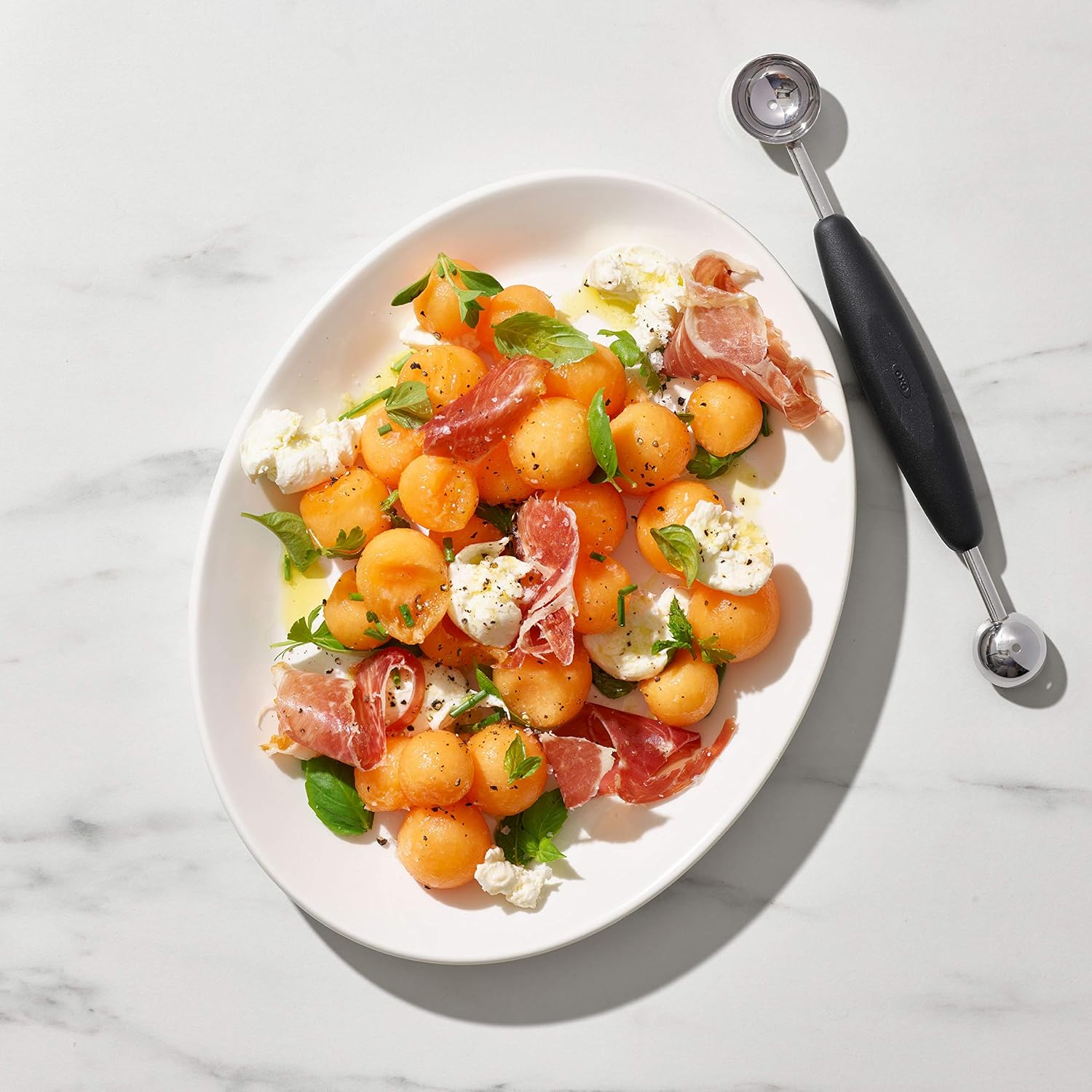 OXO - Good Grips - double cuillère inox - 2 tailles, manche ergonomique