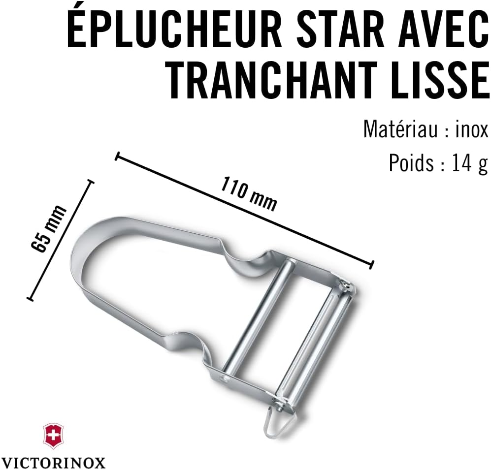 Victorinox - STAR Éplucheur double lame métal, ultra tranchant, Swiss Made