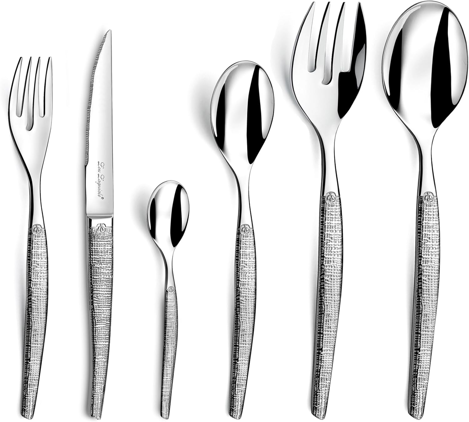 Lou Laguiole - Jet - 50 pièces, 12 pers, acier inox, finition textil