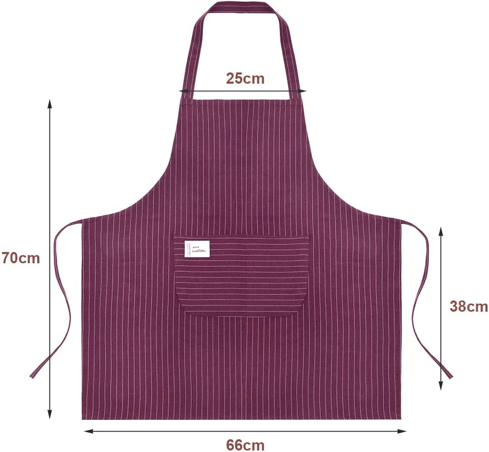 Vicloon - tabliers cuisine réglables, étanches - 2 pièces, 2 poches, unisexes, vin rouge+gris