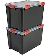 Iris Ohyama, Lot de 2 Boîtes de Rangement, Hermétiques, 70 L, avec clips, empilable , garage, cav...
