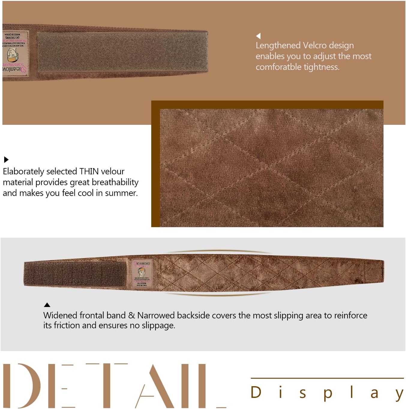 Dreamlover - Bandeau Perruque antidérapant - 2 pièces marron - Bande anti-glisse pour perruque femme