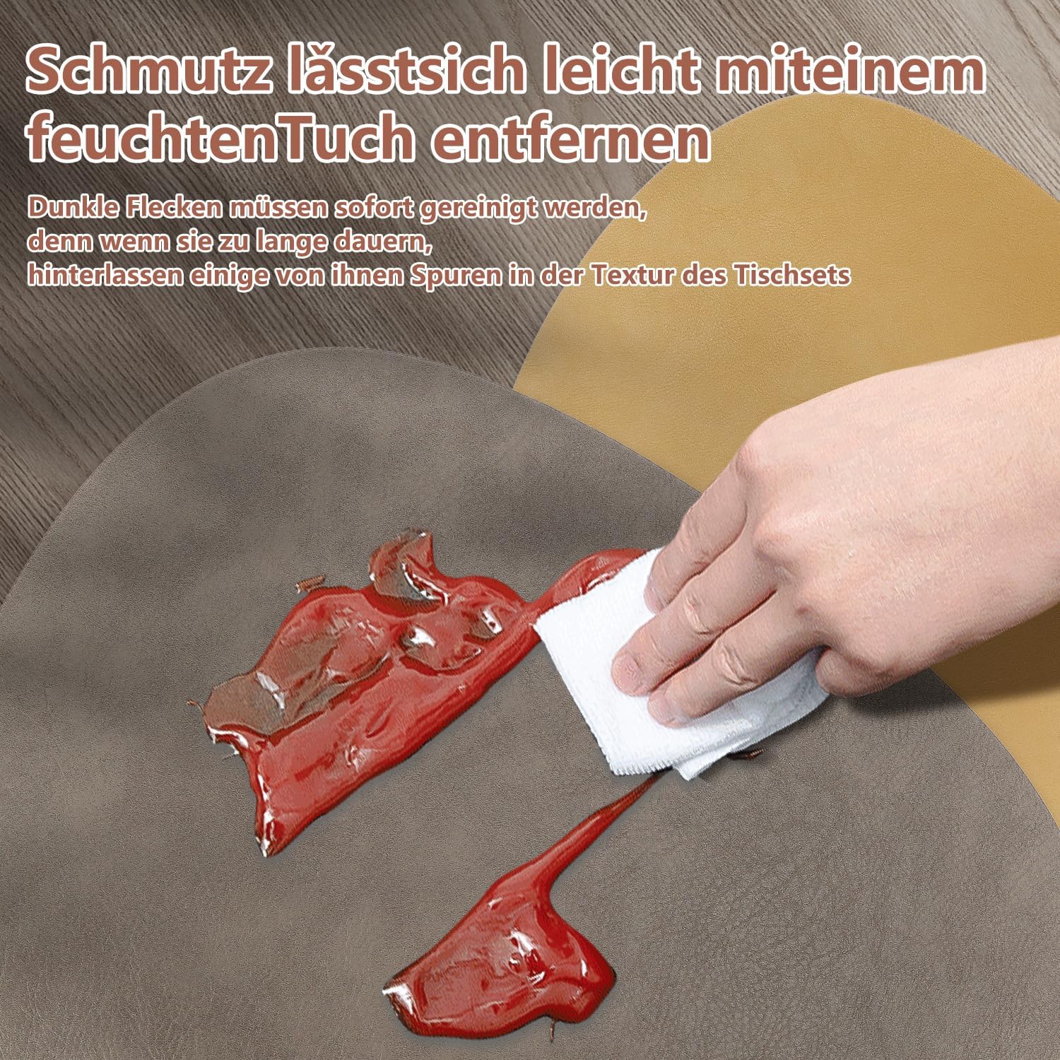 Set de table - lot de 4, cuir PU double face, 41x33cm, antidérapant