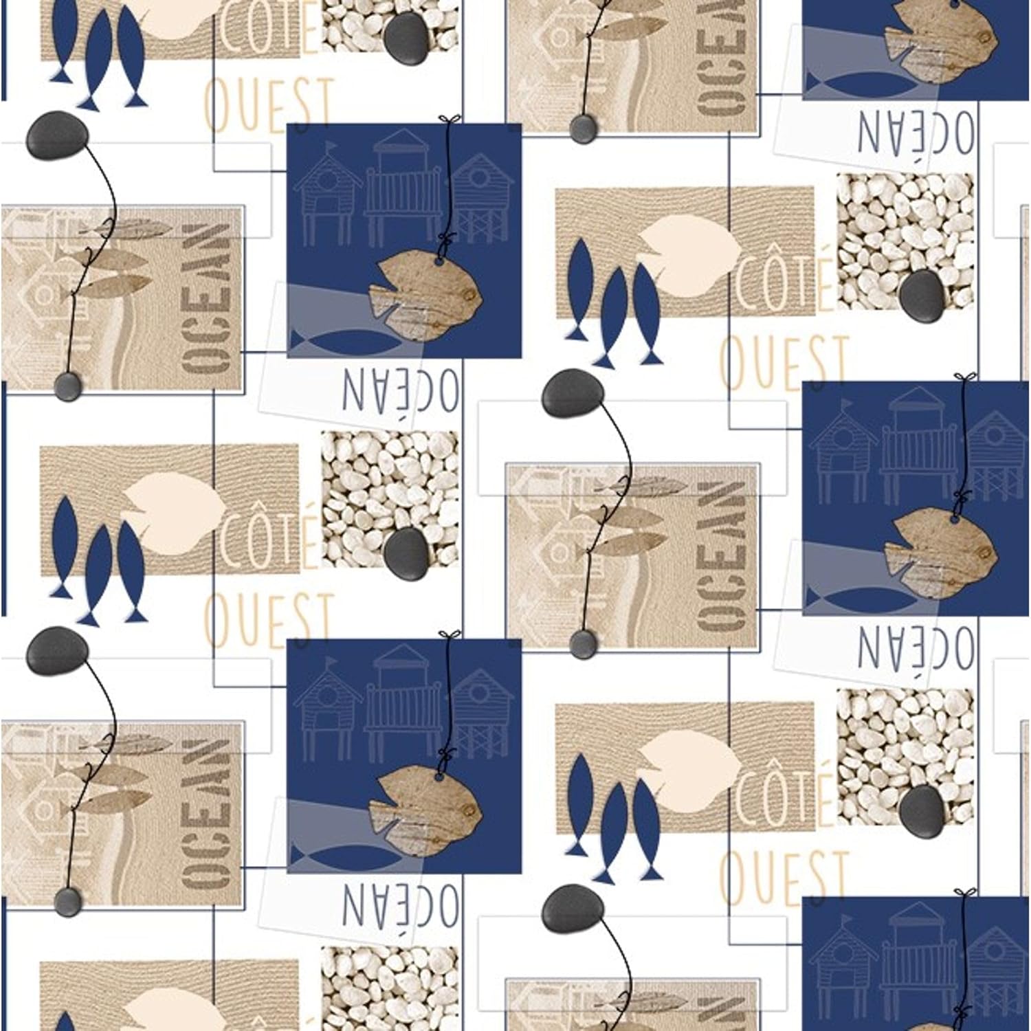 Nappe en toile cirée - rectangulaire 140x140 cm - anti-taches et imperméable Ocean Bleu