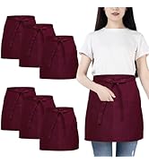 FunChaos 6 Pièces Tablier Taille, Imperméable Chef Tablier, Cuisine Demi Tablier avec 3 Poches, H...