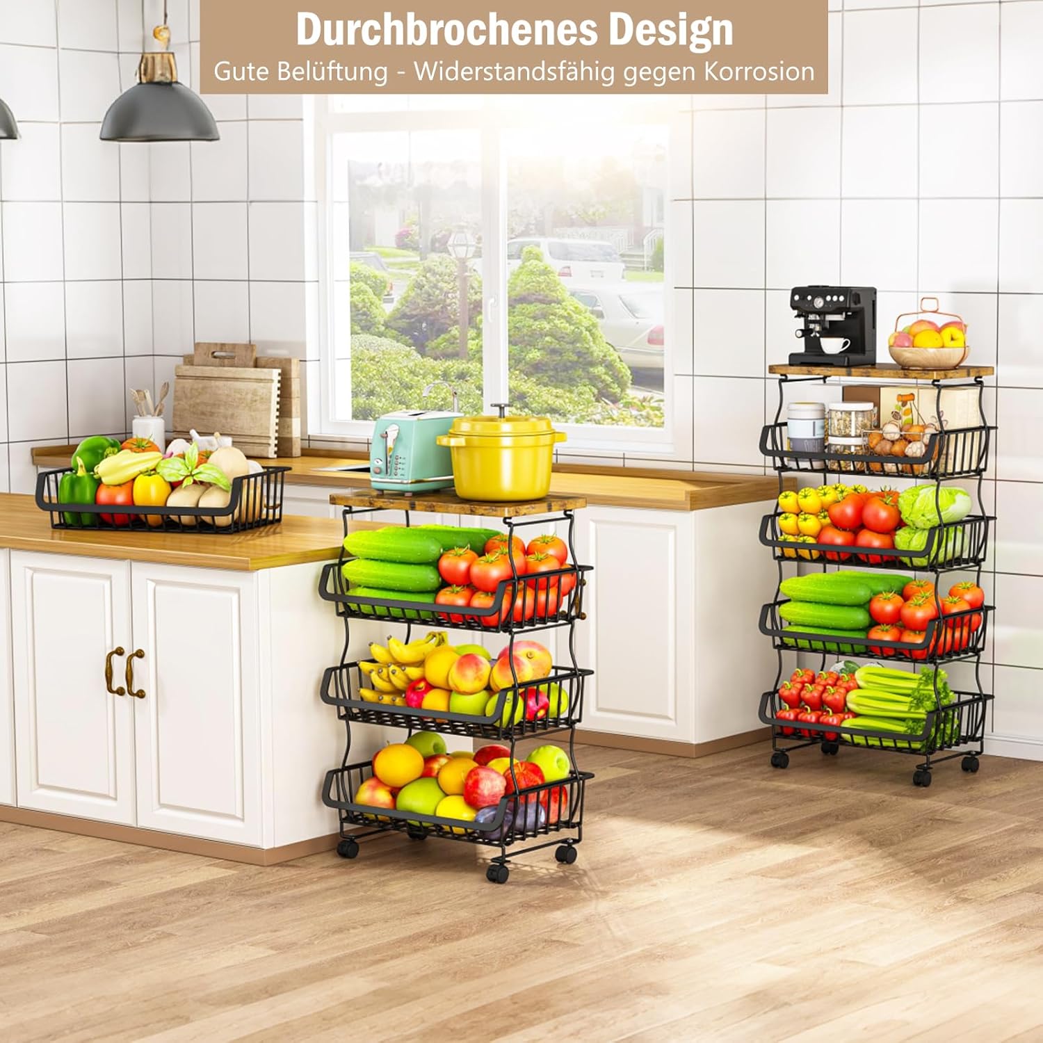 Organisateur cellier 5 niveaux - rangement roulettes - cuisine/bain -