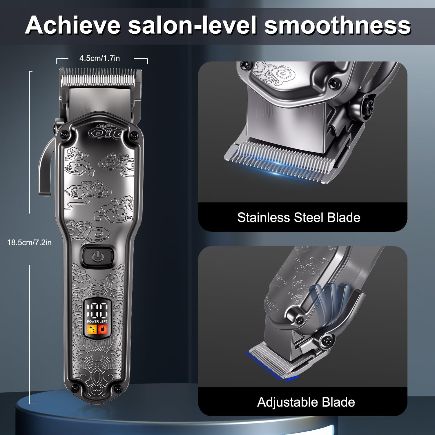 Hatteker - Tondeuse pro homme/barbe/corps, sans fil, lavable, set complet