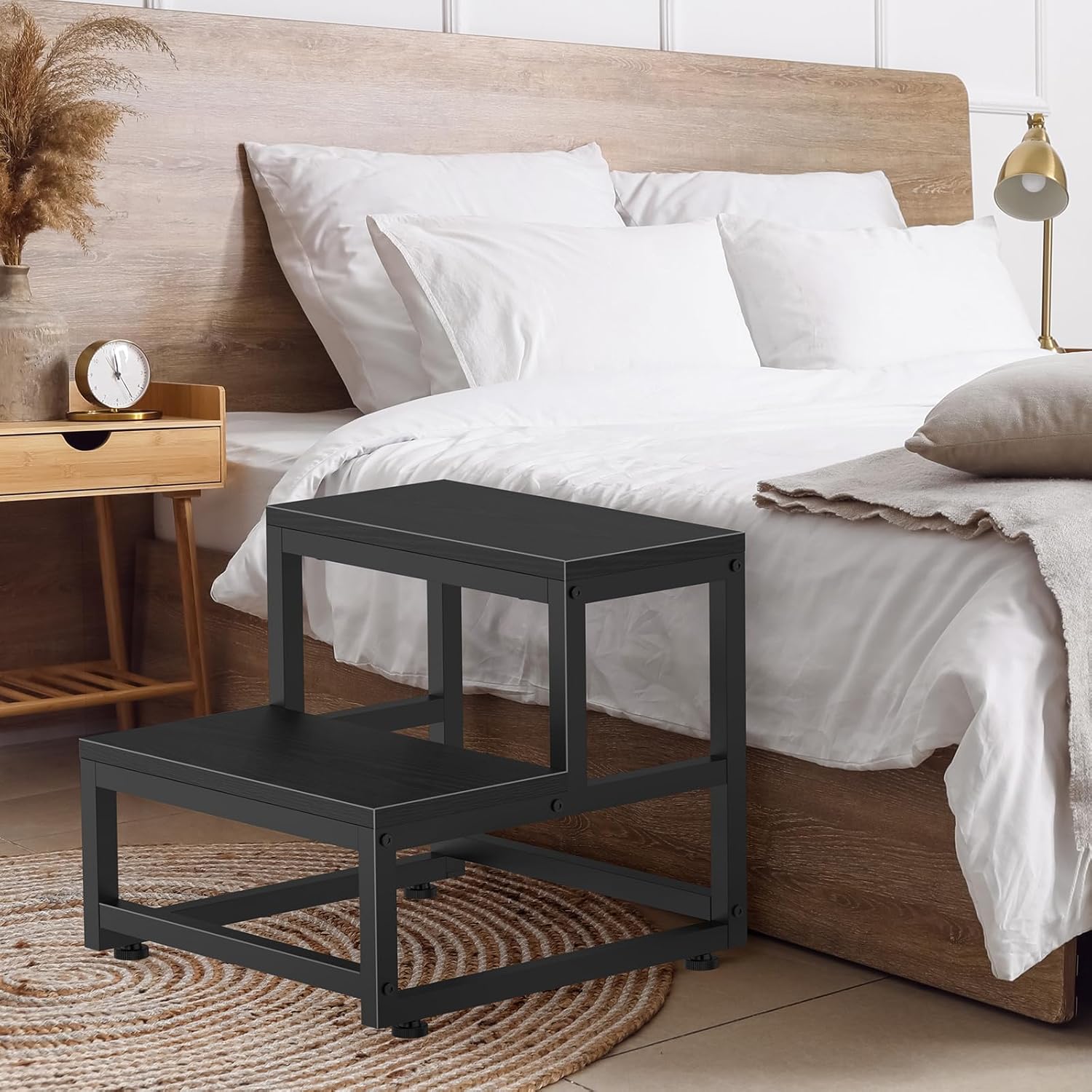 LIANTRAL - tabouret 2 niveaux acier/bois - 200kg - marchepied adultes enfants