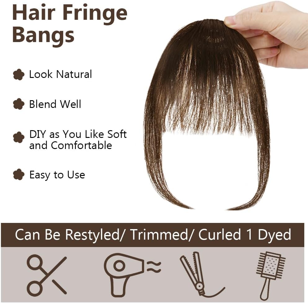 LOPHE - Extension cheveux frange clip - marron clair - pré-coupée, plumes, pour femme