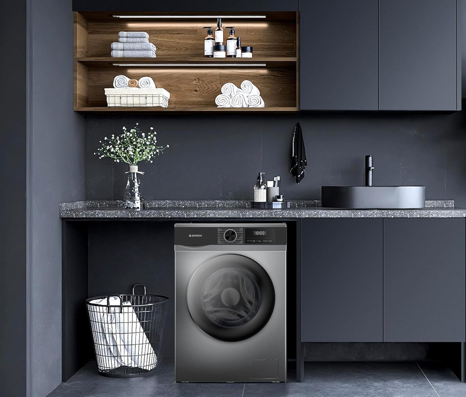 GEDTECH - Lave-linge frontal 8kg, 1400tr/min, 16 programmes, GLL81400BL