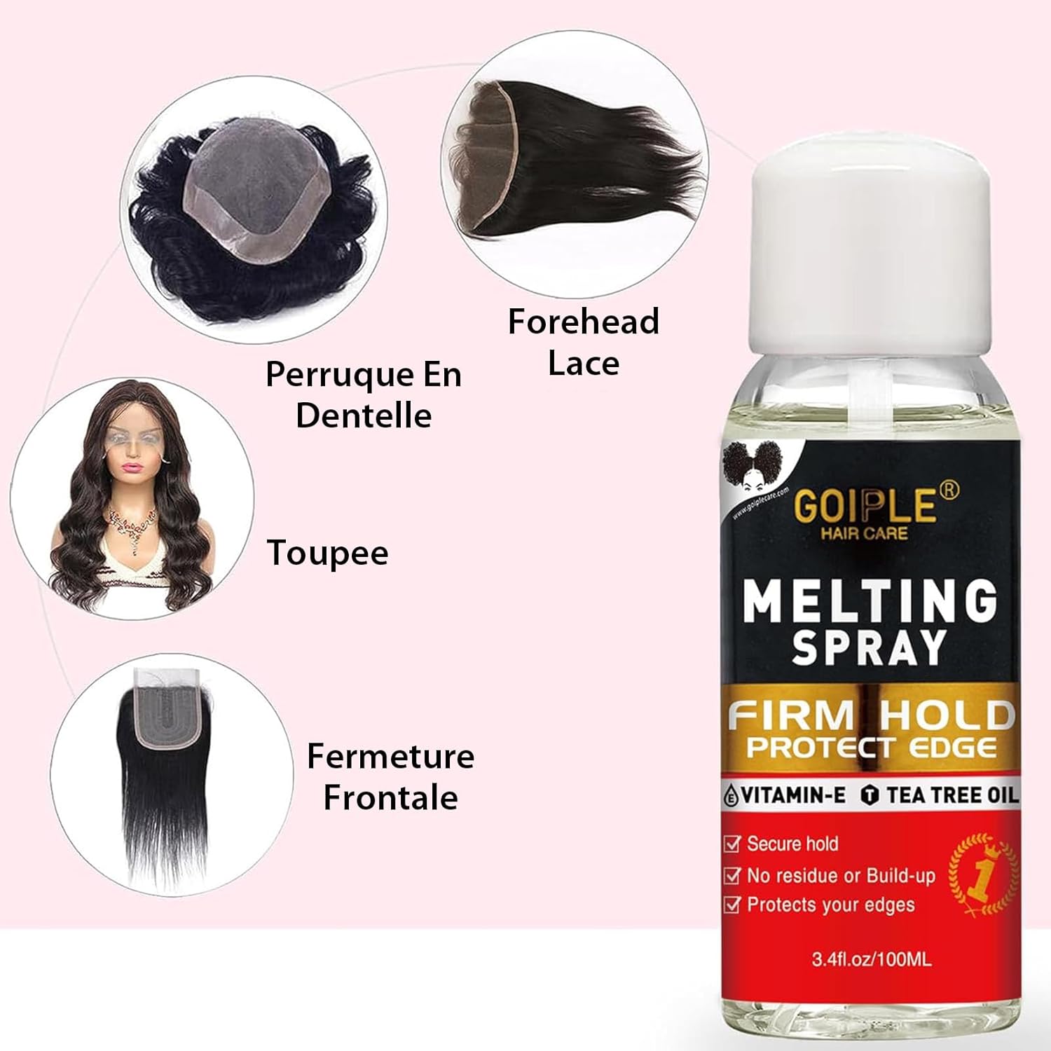 Spray pour lace - 3.4 fl oz - formule naturelle, protège cuir chevelu, fixation optimale