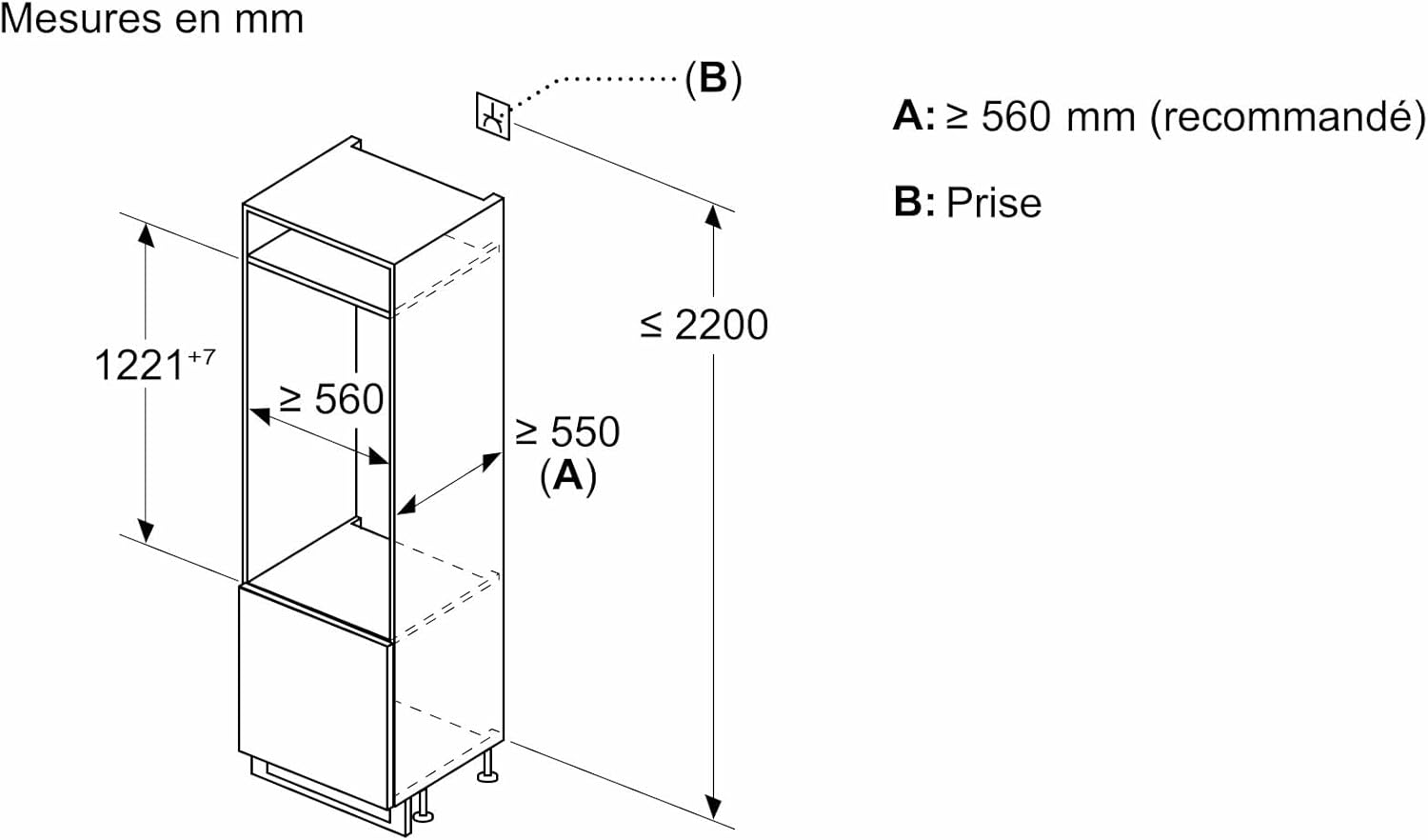 Bosch - KIR41NSE0 Série 2 - 122,1x54,1 cm - réfrigérateur encastrable 204L KIR41NSE0