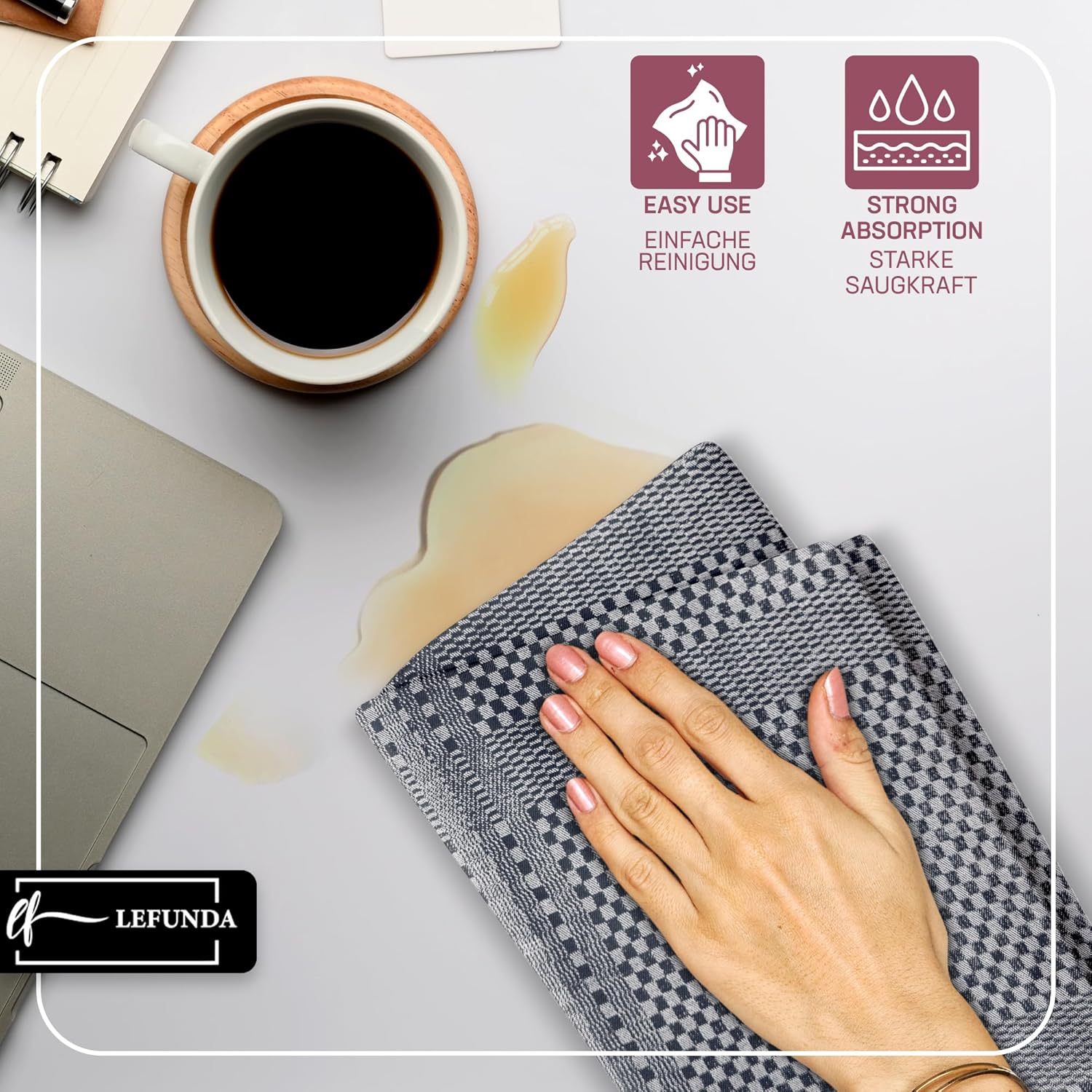 LEFUNDA - tablier cuisine ajustable, 3 poches, étanche, longues lanières