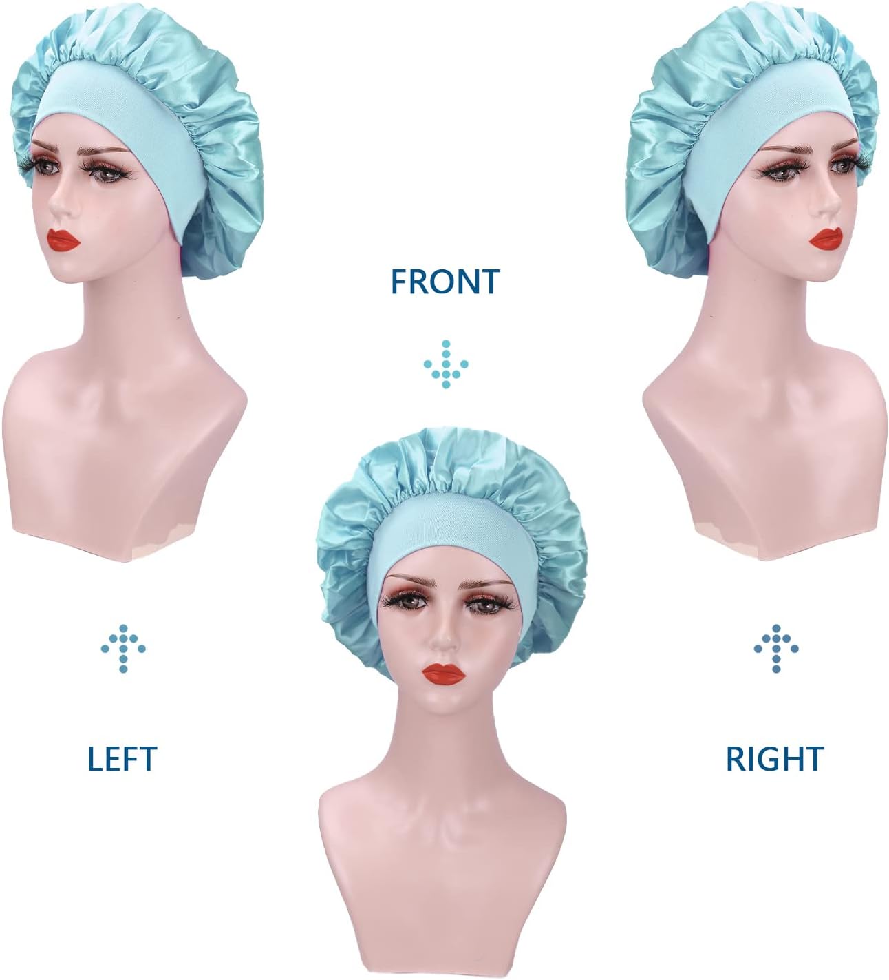 Bonnet satin femme - 2 pièces - protection nuit, doublure soie, réglable