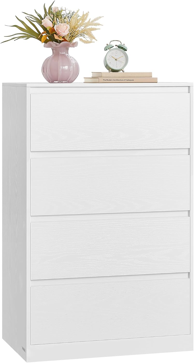 VASAGLE - Kailyn Collection - 40x60x97,4 cm - commode 4 tiroirs, blanc, style moderne LTS614WE02