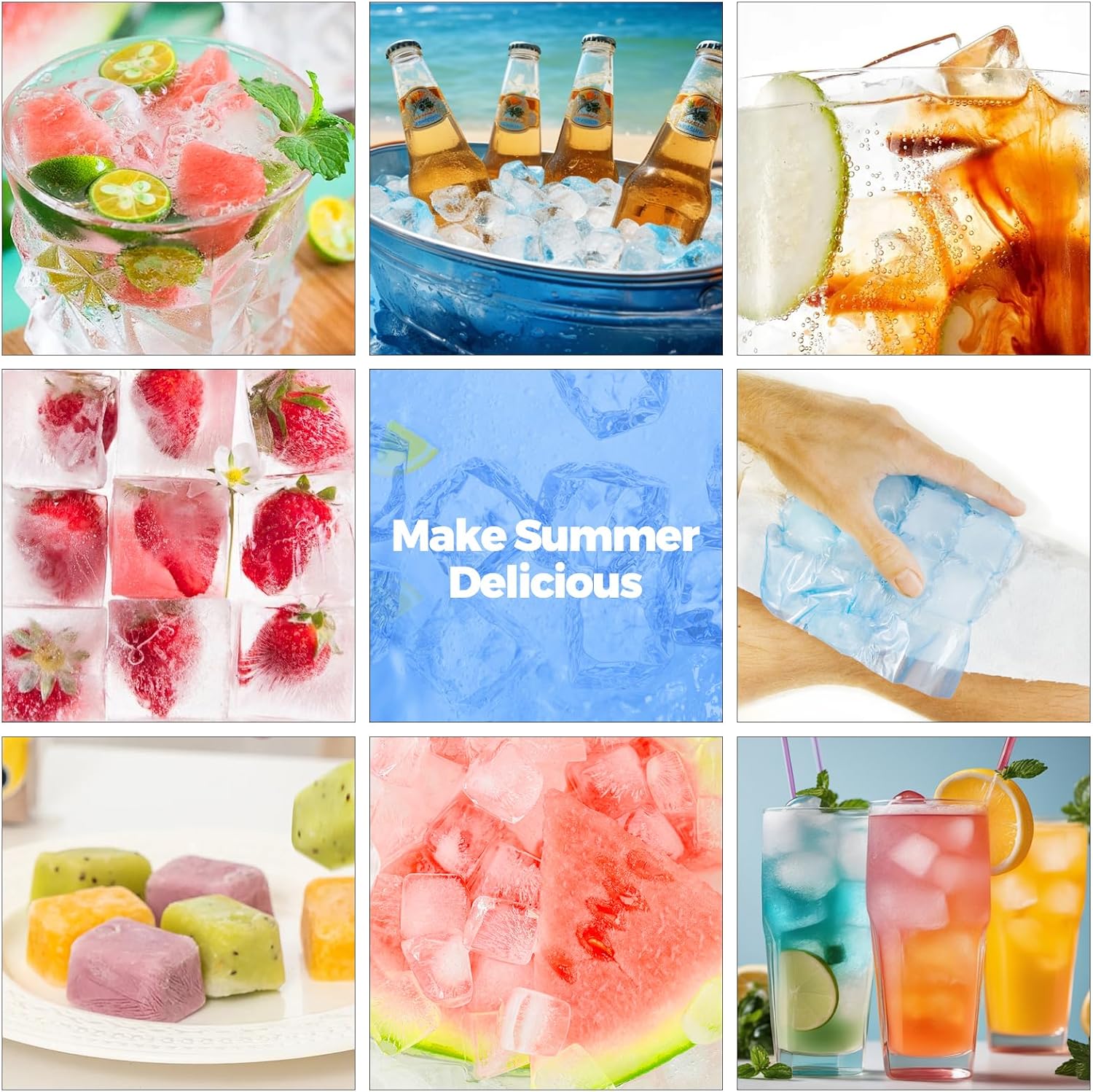 Bacs à glaçons silicone - 2 pièces - 24 alvéoles - couvercles, sans BPA, facile démoulage