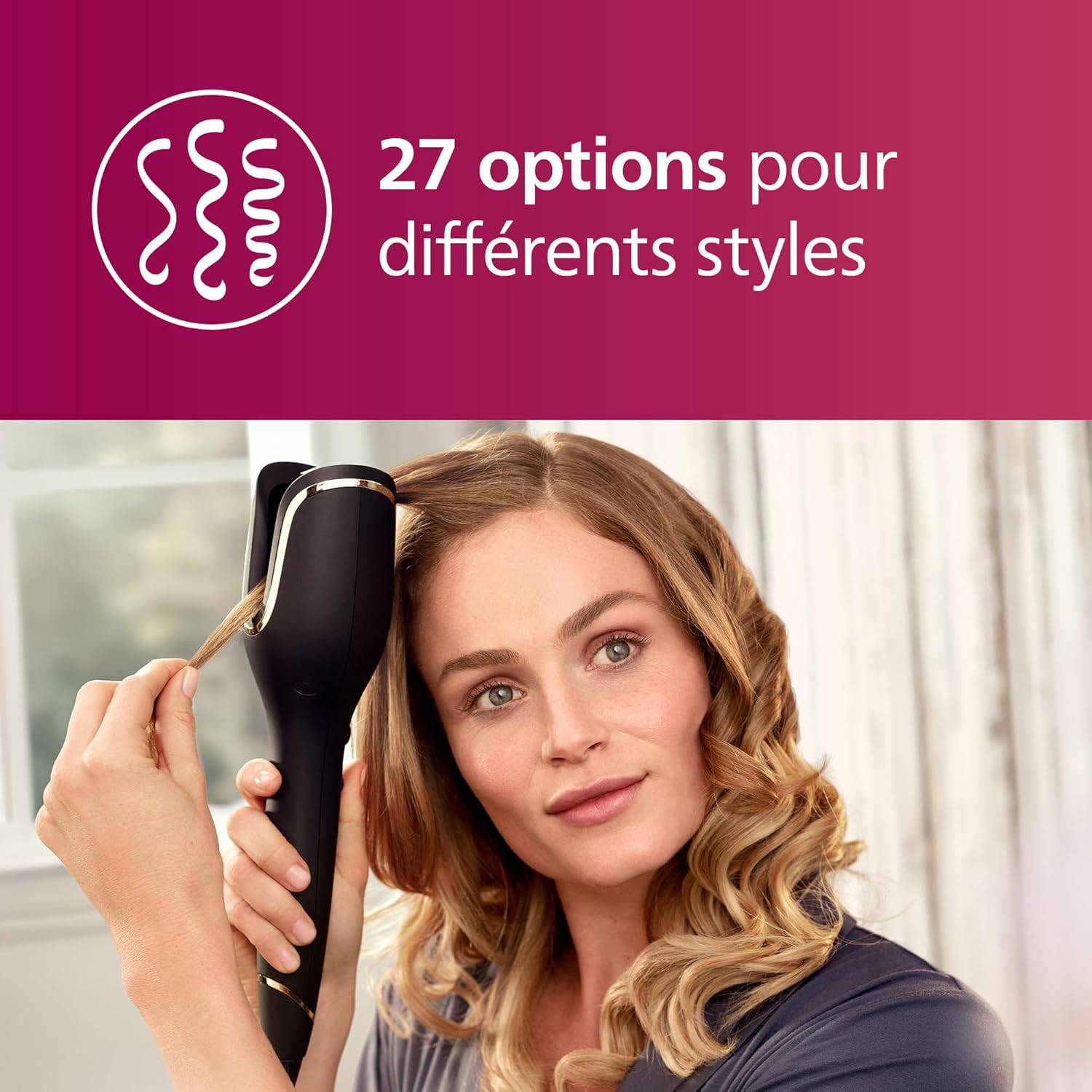 Philips - série 8000 - boucleur automatique, 27 styles, noir - BHB876/00