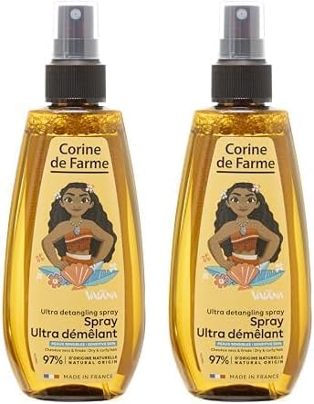 Corine de Farme - Spray démêlant Vaiana enfant - sans rinçage, parfum coco, clean beauty, lot de 2