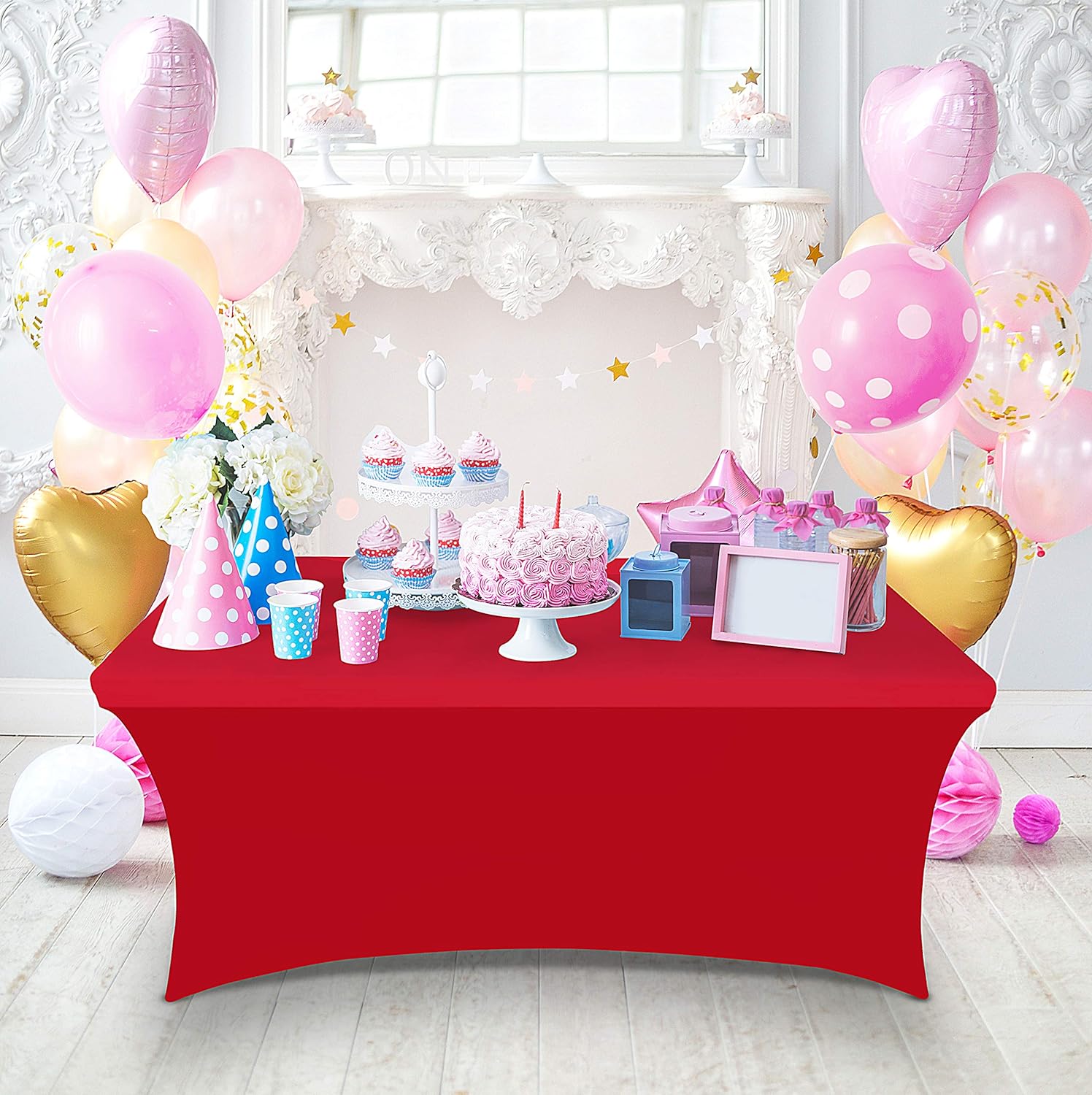 Utopia Kitchen - nappe extensible - 183 cm - lavable, infroissable, lot de 2, rouge