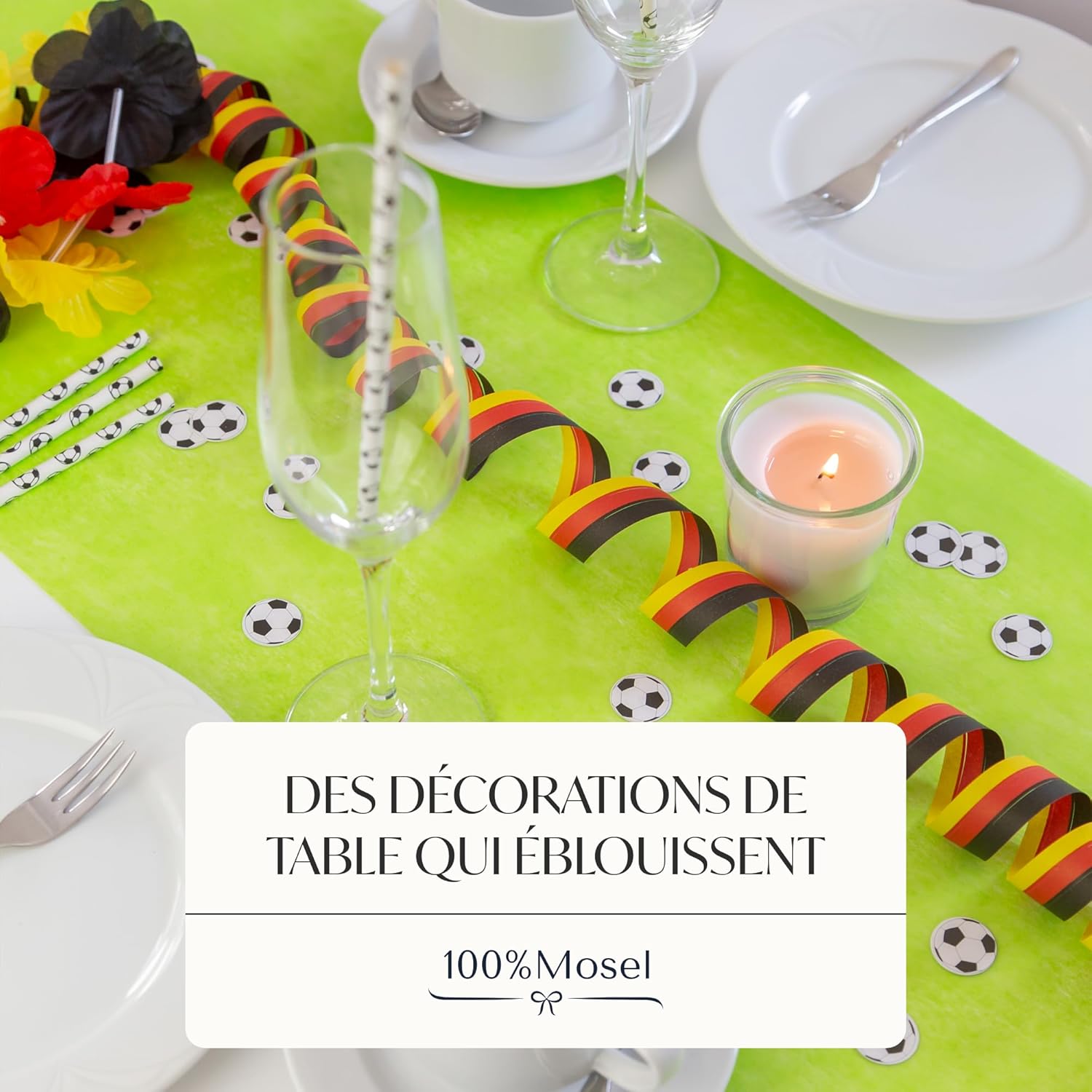 100%Mosel - Chemin de Table Vert Pomme - 30x2500cm - non-tissé, occasions festives