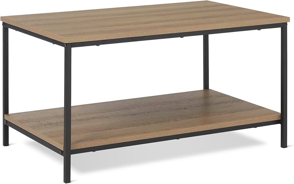 maaxi-dealz Basics - table basse moderne avec étagère, 50,5x80x42cm, chêne