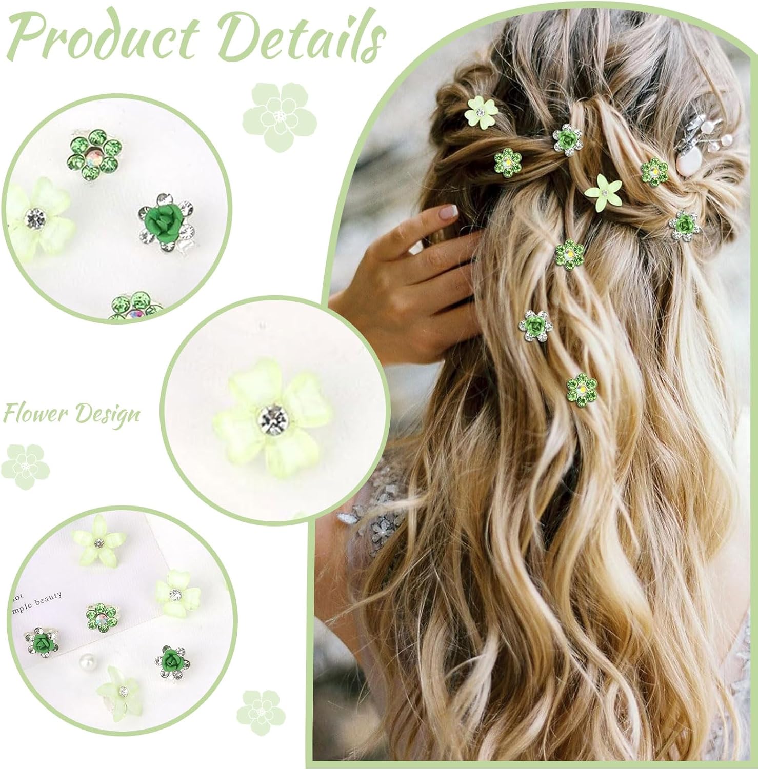 Pinces à cheveux - lot 20 pièces - métal strass fleurs, mini barrettes décoratives, mariage