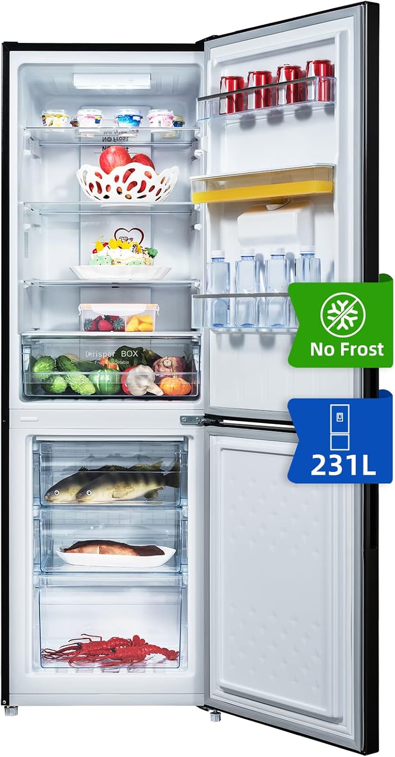 CHIQ - réfrigérateur bas inox noir 231L, No Frost, portes réversibles, FBM228NE4DE