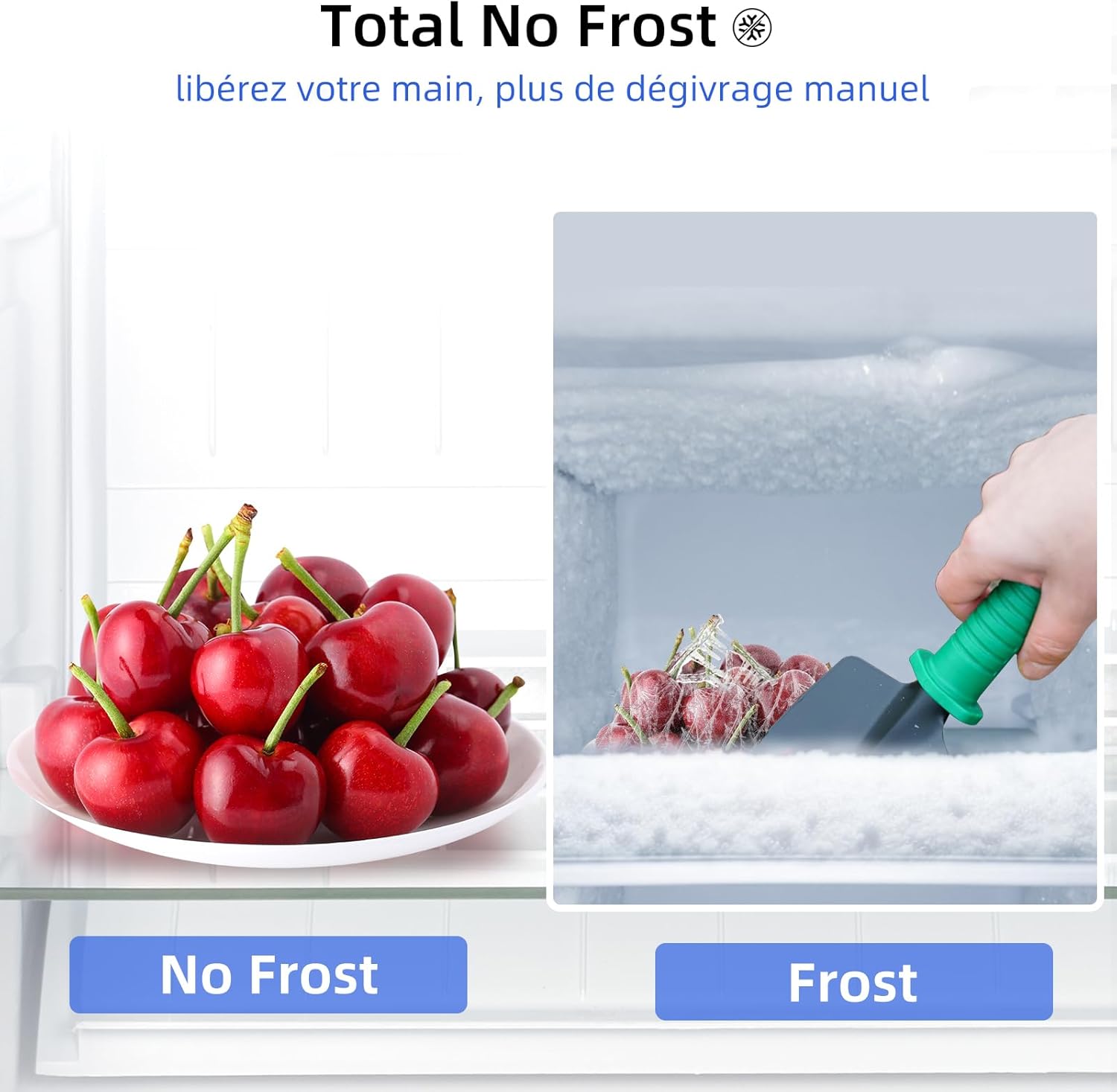 CHIQ - réfrigérateur congélateur série FBM - 356L, inox, no frost, tiroirs profonds, bac légumes, alarme porte, FBM351LE