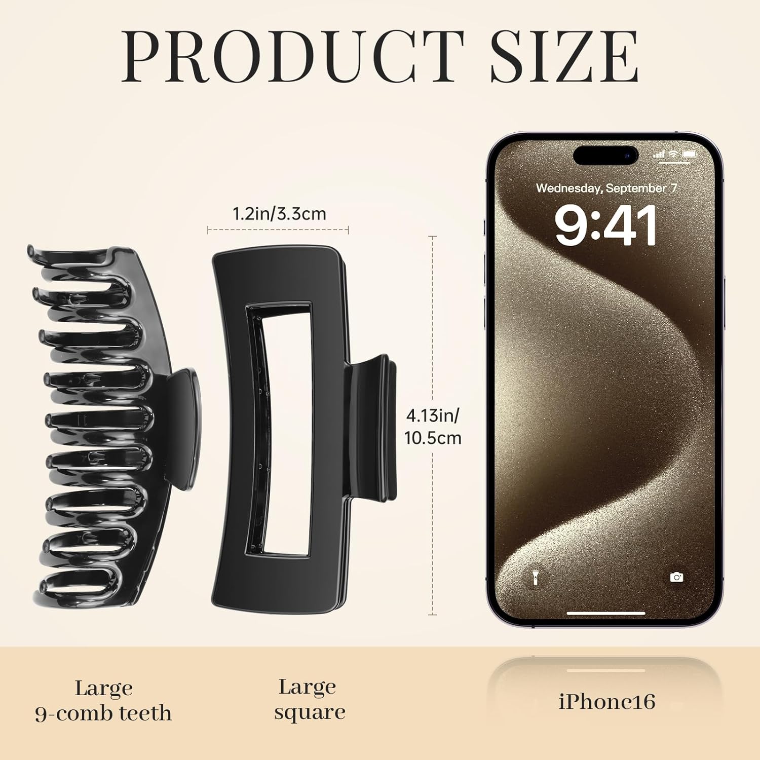 Kavya - 8 pinces grandes 10.5cm - antidérapantes cheveux épais femme