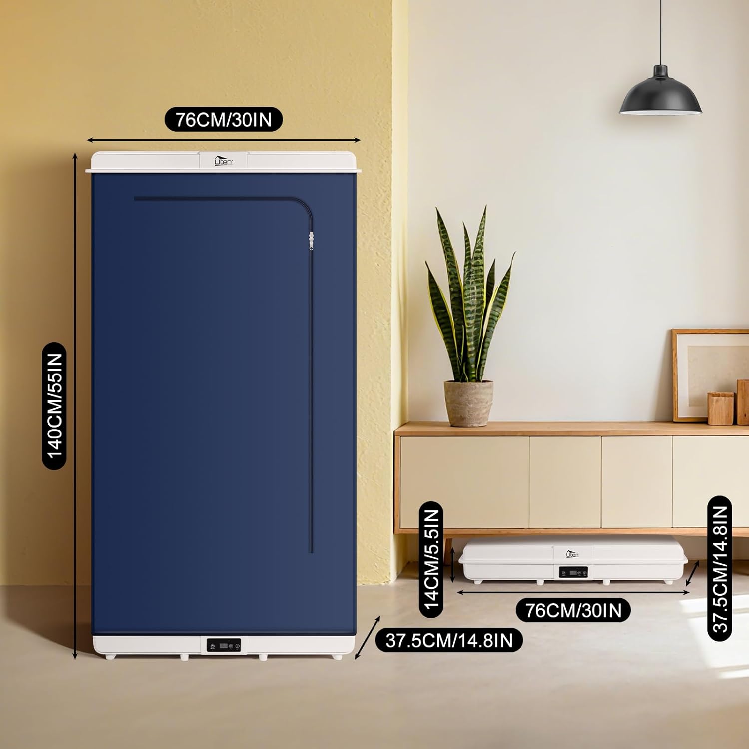 Sèche-linge électrique portable, 1500W, amovible, minuterie, compact