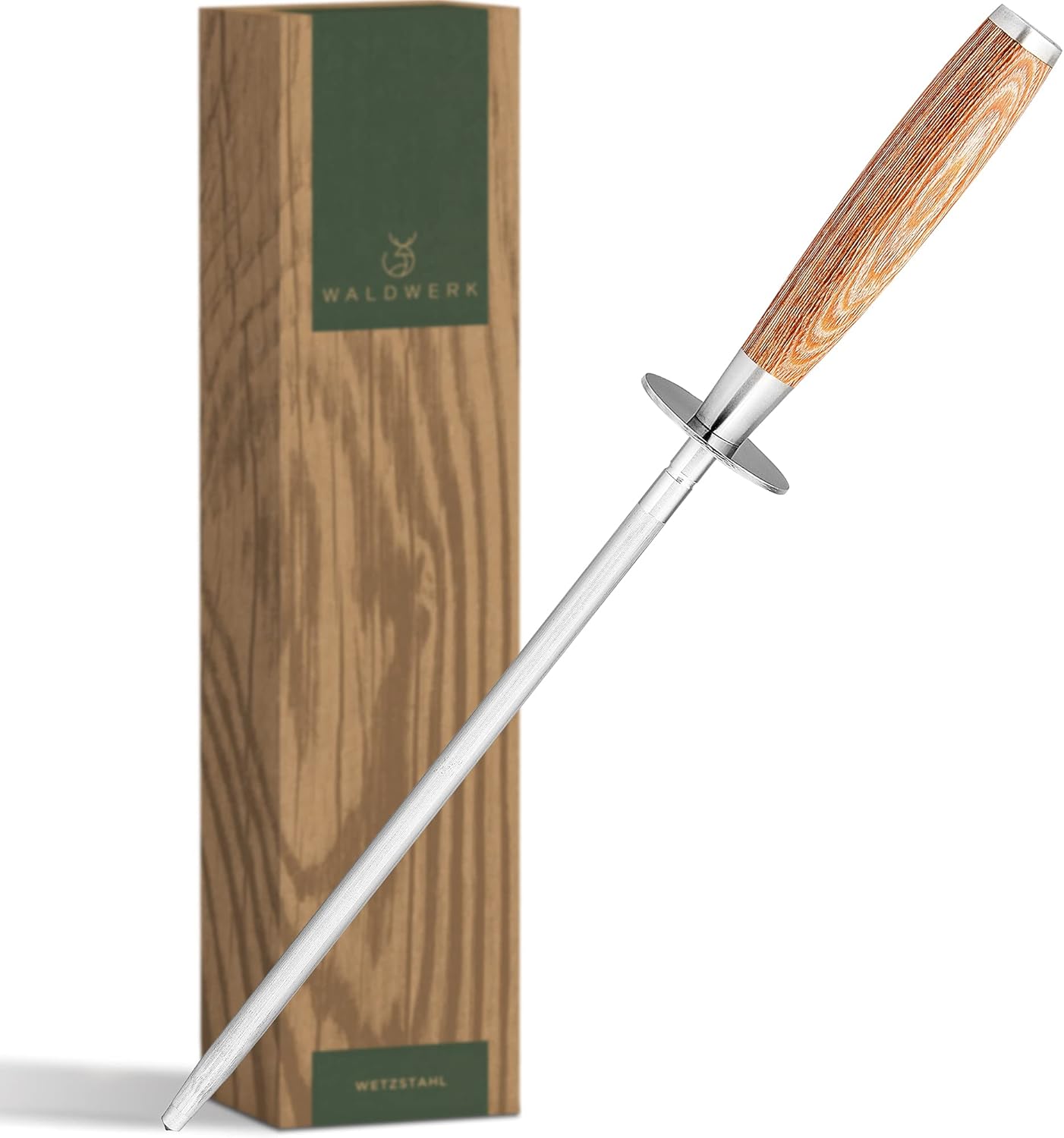 WALDWERK - Fusil à aiguiser premium - acier trempé, poignée bois, 100% sans plastique