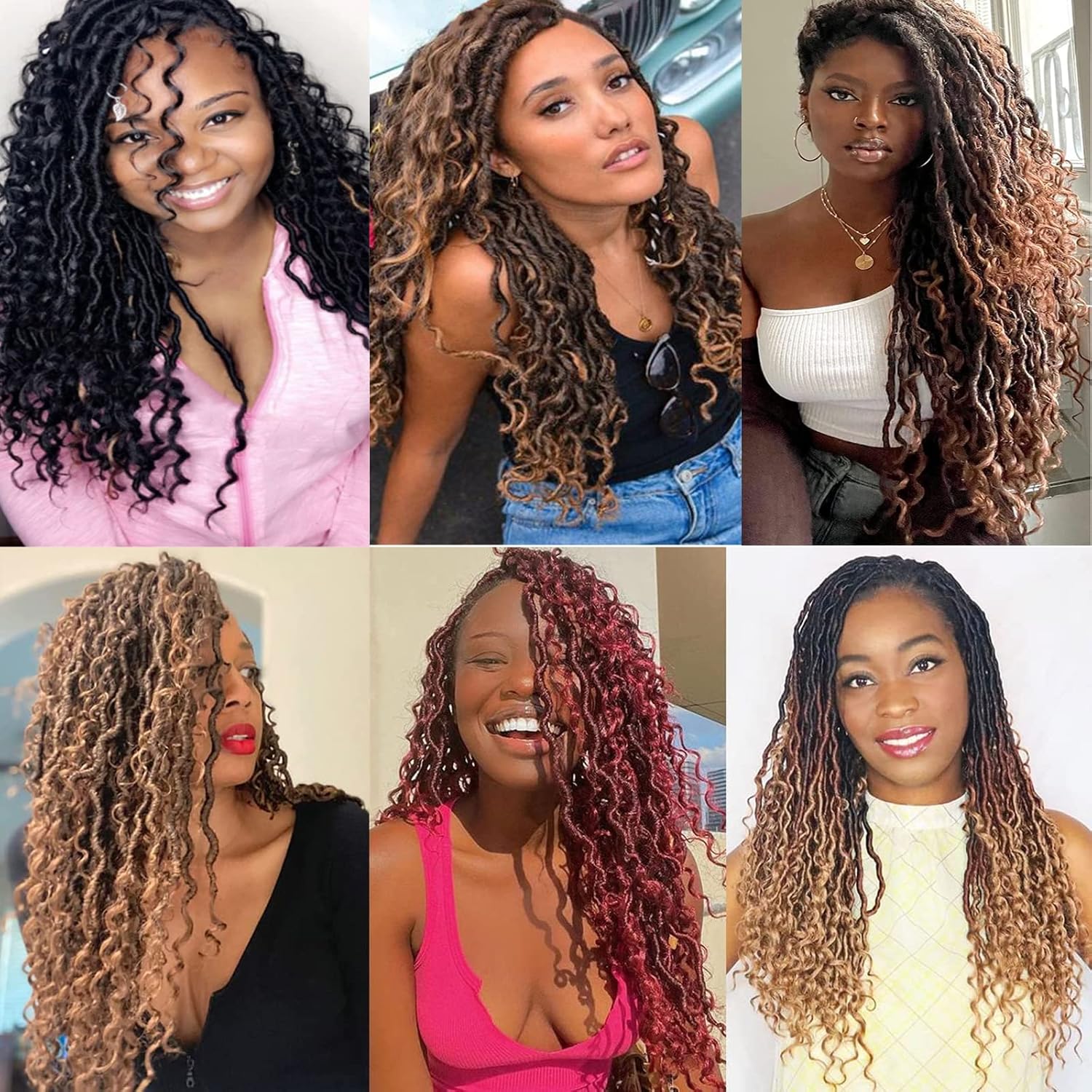 Xtrend - River 24 pouces - 3 tons, boucles mi-longues et pointes, 12 mèches, pré-bouclées - 1B3027