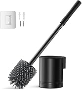 Brosse WC HAMITOR en silicone et acier inoxydable - Noir - Montage mural - Sans perçage