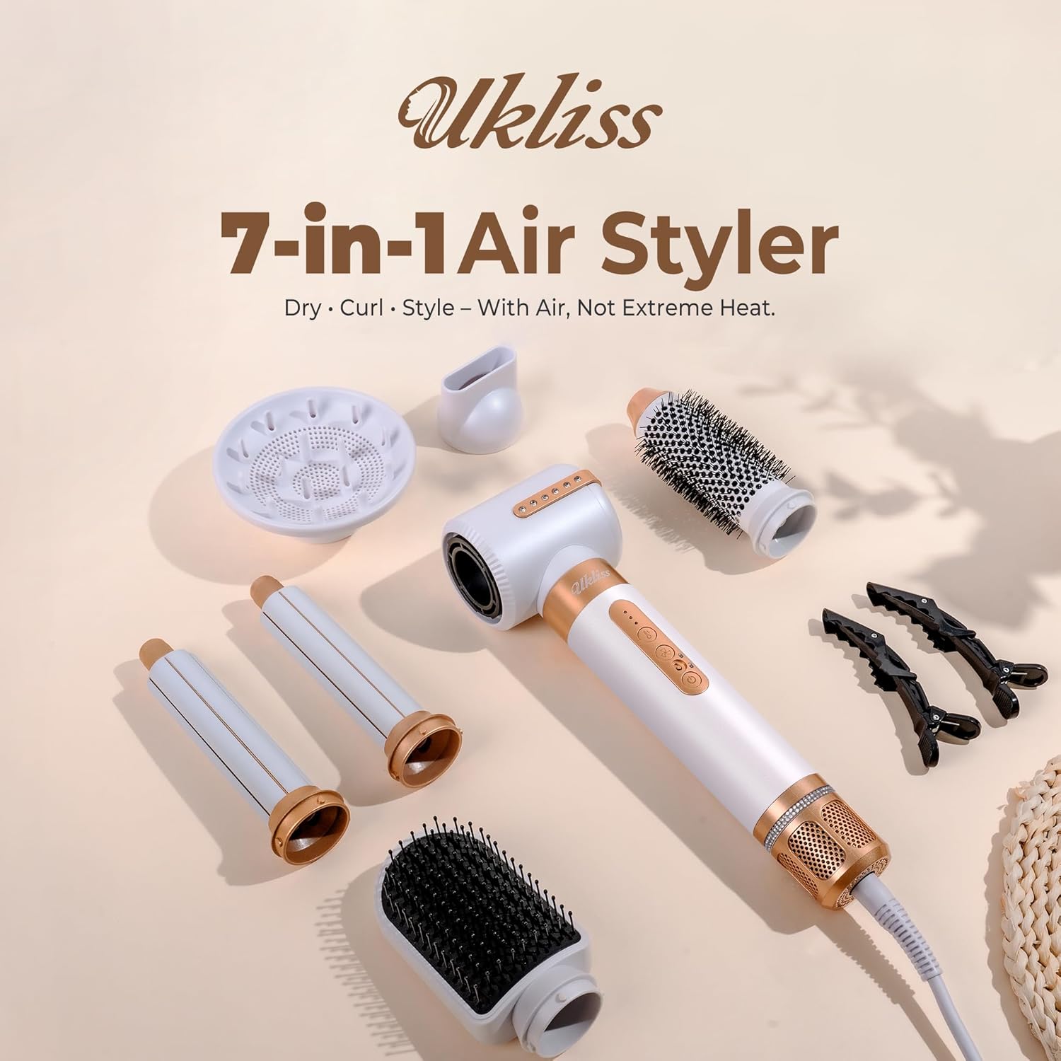 UKLISS - Air Styler Pro 7-en-1 - 1400W, brushing, boucleur autom.